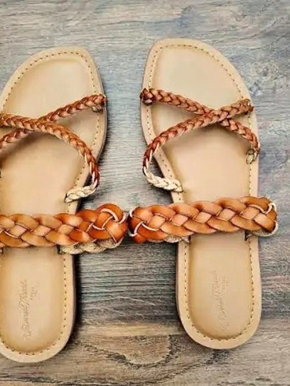 Universal Thread Braided Slide Sandals Brown US 6